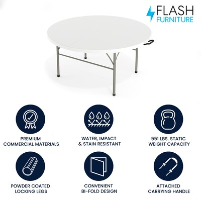 Flash Furniture Scarborough Folding Table, 60.5" x 60.5", White (DAD154Z)