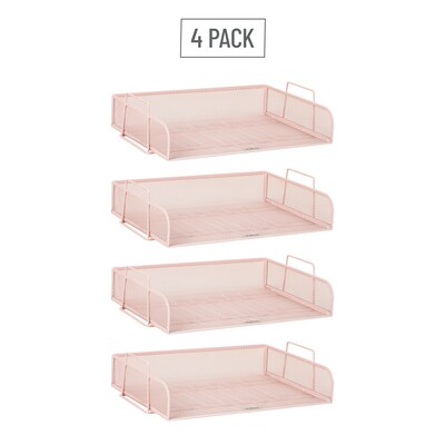 Mind Reader Metal Side Loading Stackable Letter Tray, Pink (DSTACK4-PNK)
