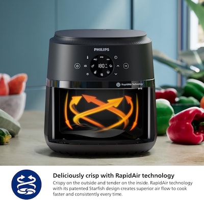 Philips 2000 4.4 Qt. Air Fryer with Rapid Air Technology, Black (NA22100)