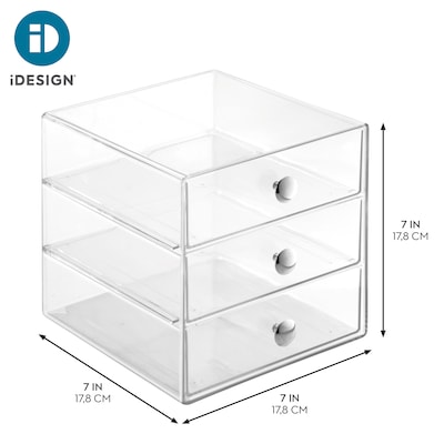 iDesign 3-Drawer Stackable Desktop Storage, Plastic, Clear (35300)