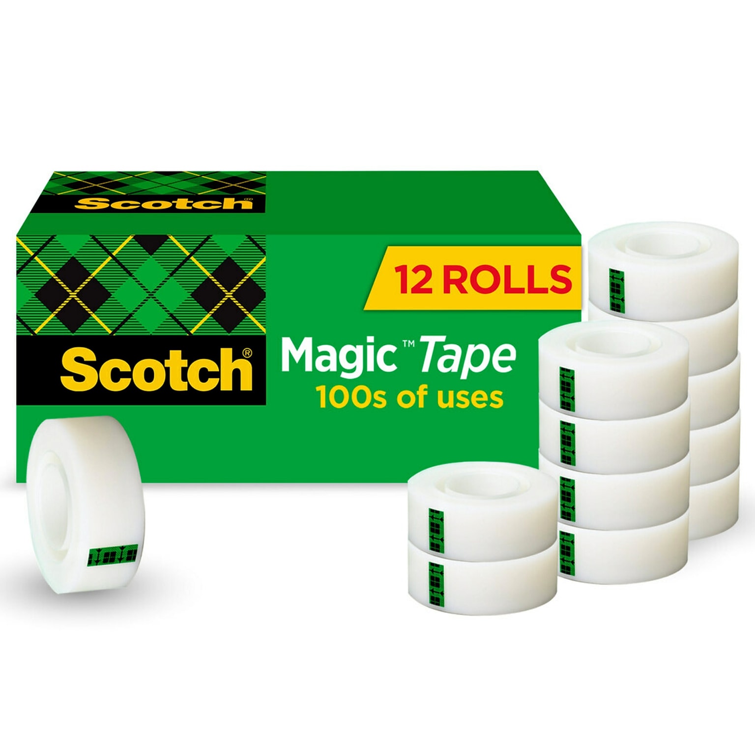 Scotch Magic Invisible Tape, 0.75 x 27.7 yds., 12 Rolls/Pack (810K-12-CP)