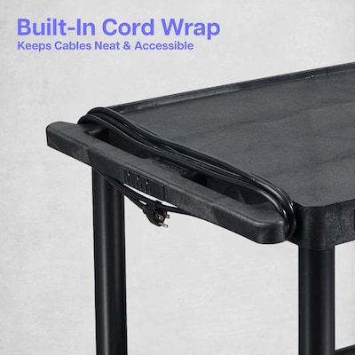 Luxor ENDURA AV 3-Shelf Media Utility Cart with Electric Power, Black (LP34E-B)