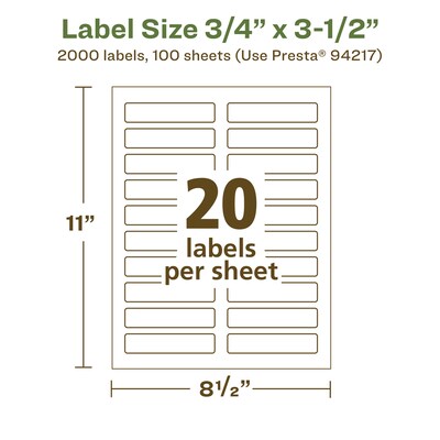 Avery EcoFriendly Laser/Inkjet Rectangle Multipurpose Labels, 3/4" x 3-1/2", White, 2000/Box (94217)