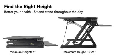 Mount-It! 49"W Electric Adjustable Standing Desk Converter with USB Charging Port, Black (MI-7962)