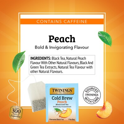 Twinings Iced Cold Brewed Peach Black Tea Bags, 20/Box (F10055)