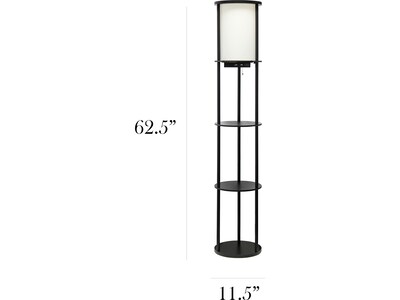 Simple Designs 62.5" Matte Black Floor Lamp with Cylindrical Shade (LF2010-BLK)