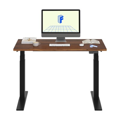 FlexiSpot E7 Commercial 48''W Electric Rectangular Adjustable Standing Desk, Black Walnut/Black (E7BCOM4824-BW)