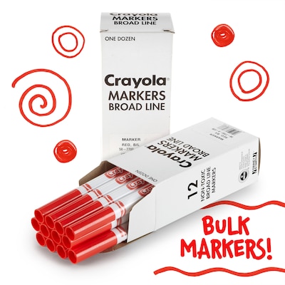 Crayola Bulk Markers, Conical Tip, Red, 12/Pack, 3 Packs/Bundle (BIN587700038-3)