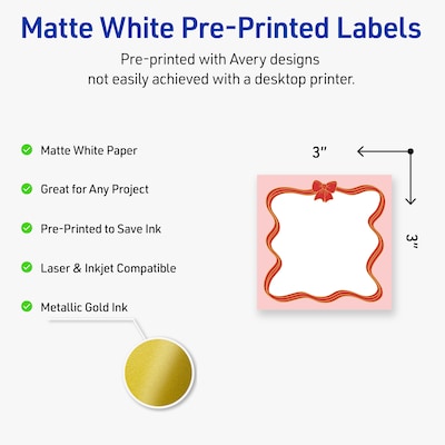 Avery Square Multipurpose Labels, 3 x 3, White, 60/Pack (19479370568)