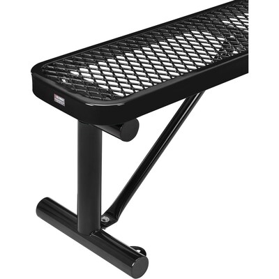 Global Industrial 4' Outdoor Steel Flat Bench, Expanded Metal, Black (695741BK)