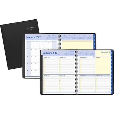 2027 AT-A-GLANCE QuickNotes 8 x 10 Weekly & Monthly Appointment Book, Faux Leather Cover, Black (76-01-05-27)