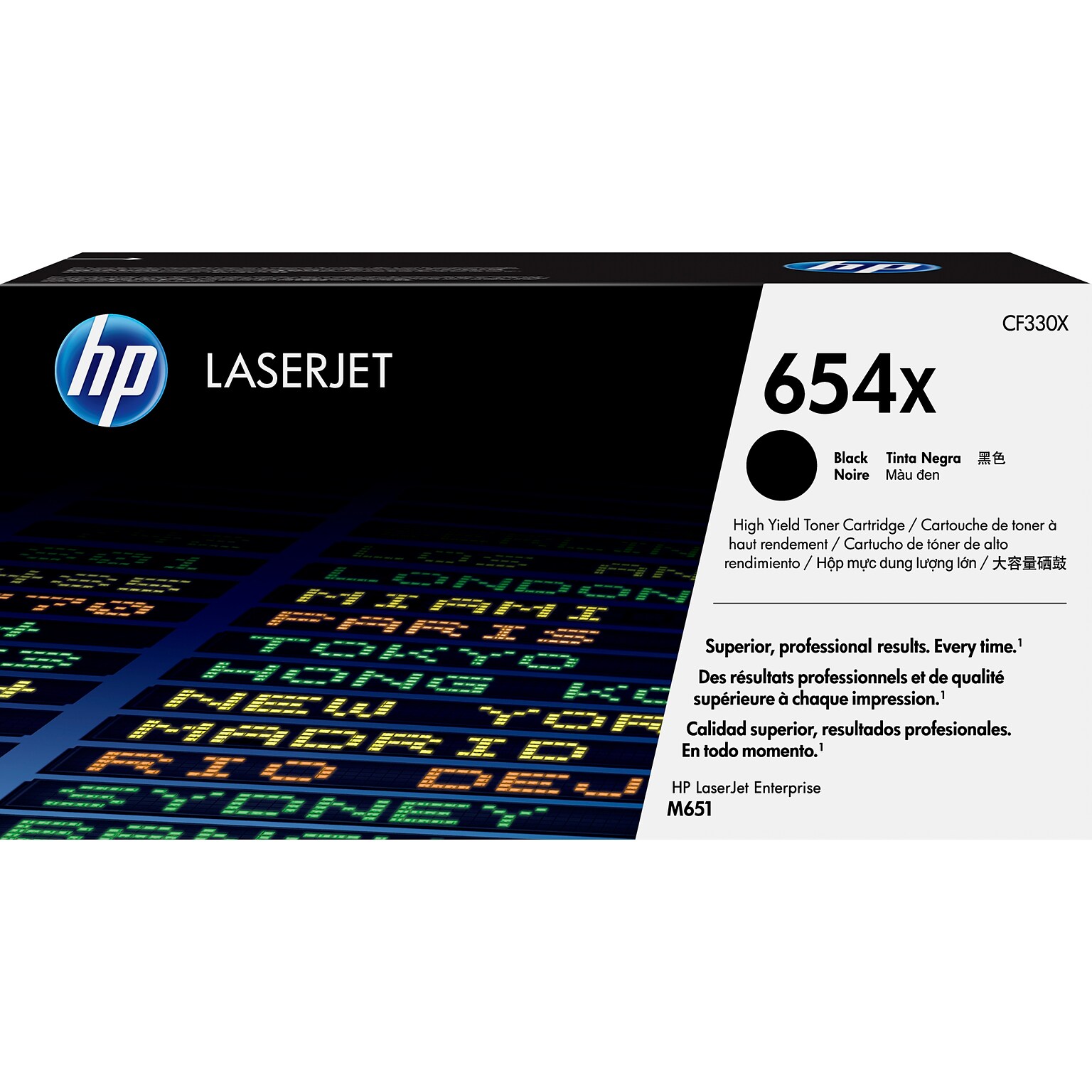 HP 654X Black High Yield Toner Cartridge, Prints Up to 20,500 Pages (CF330X)