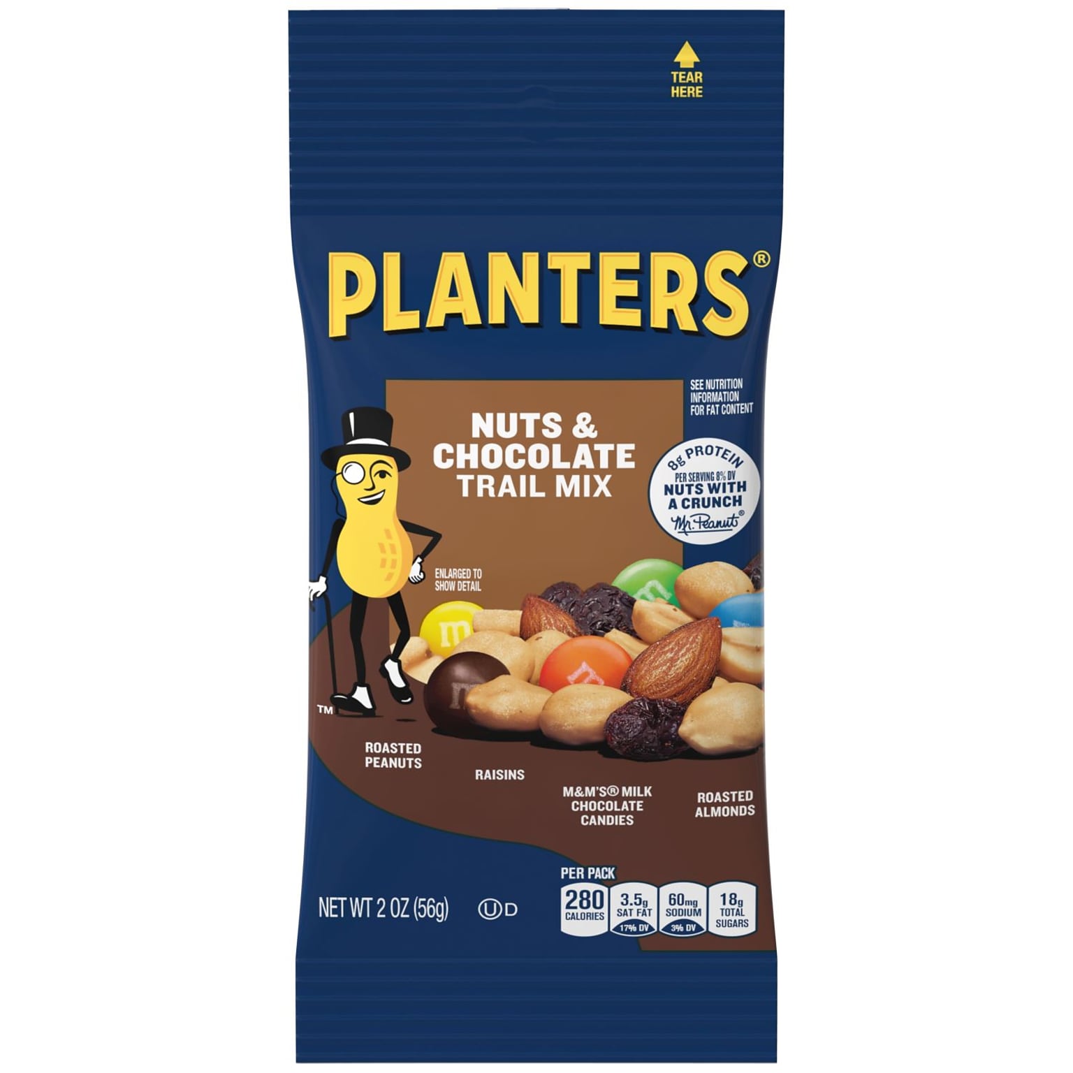 Planters Nuts & Chocolate Trail Mix, 2 oz., 72 Bags/Pack (GEN00270)