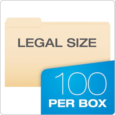 Pendaflex Recycled File Folder, 1/3-Cut Tab, Assorted, Legal Size, Manila, 100/Box (753 1/3)