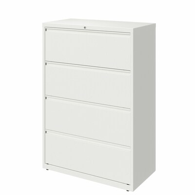 Hirsh 36 Wide 4-Drawer Metal Lateral File Cabinet, Letter/Legal and A4 Hanging Folders, Matte White