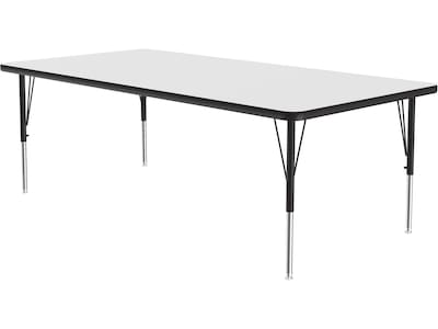 Correll Rectangular Activity Table, 72 x 36, Height-Adjustable, Frosty White/Black (A3672DE-REC-80