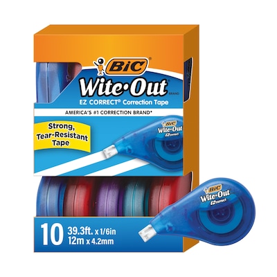 BIC Wite-Out EZ Correct Correction Tape, White, 10/Pack (WOTAP10)