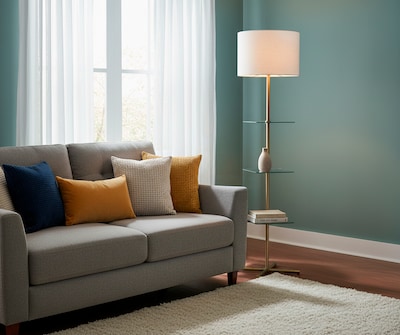 Adesso Imogen 67H Antique Brass Floor Lamp with Linen Textured Fabric Shade (3189-21)