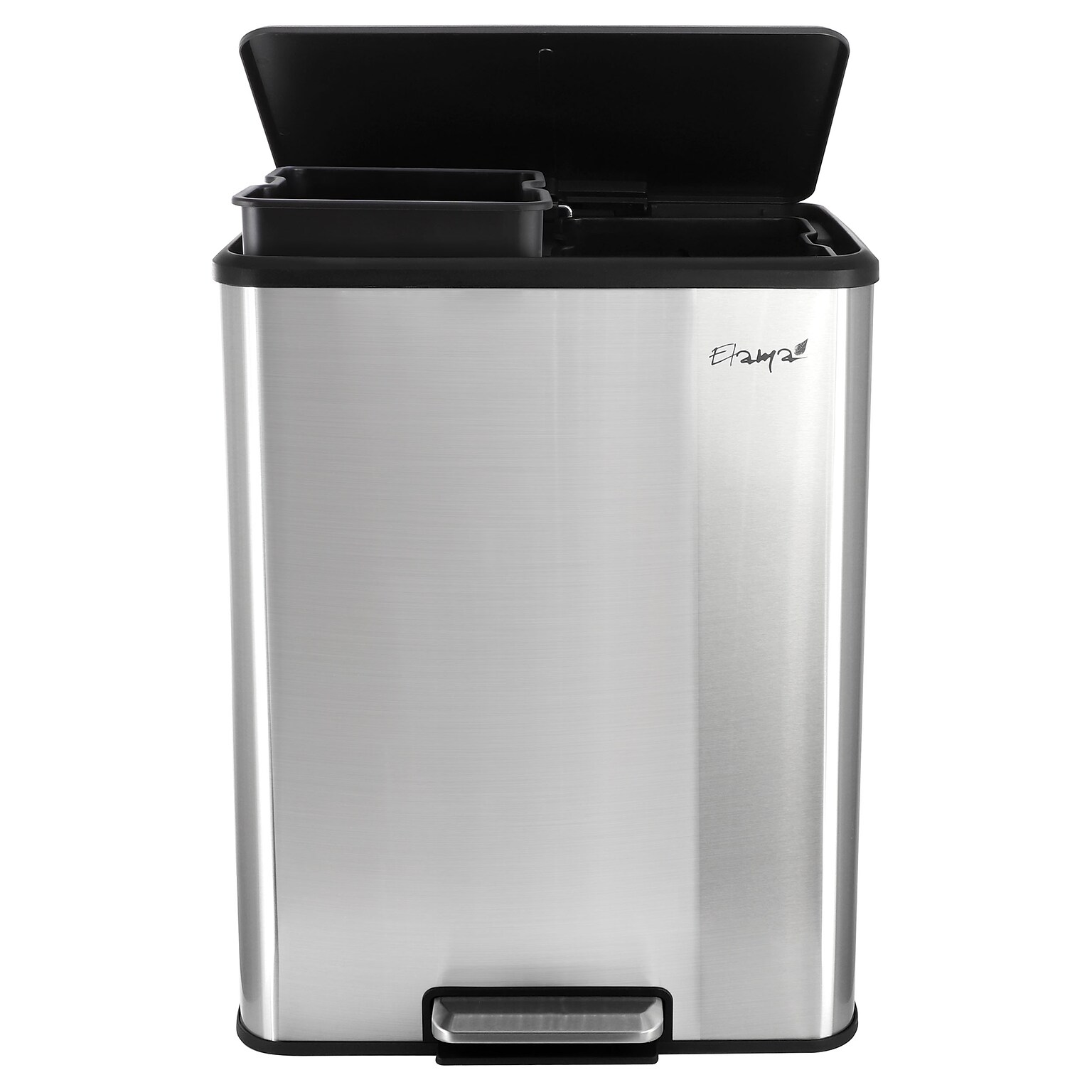 Elama Stainless Steel Indoor Trash Can with Slow Close Lid, 16 Gallon, Silver (938122112M)