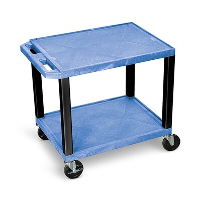 Luxor TUFFY 2-Shelf Multi-Purpose Utility Cart with Electric Power, Blue/Black (WT26BUE-B)