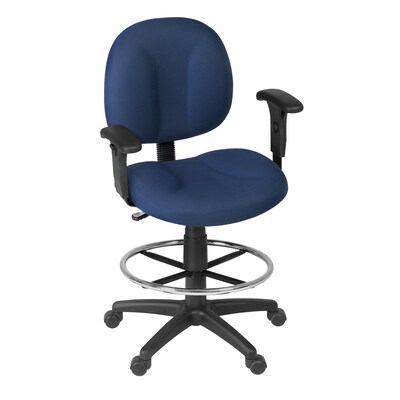 Regency Comfort Series Fabric Drafting Chair with Footrest and Lumbar Support, Navy Blue (105-AA-DK-NV)