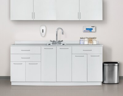 Viva Comfort 36.75"H x 72"W Exam Room Medical Cabinet With Sink, 2-Doors, 3-Drawers, Gray (ME902-BASE-72-CS-GRY-MK)