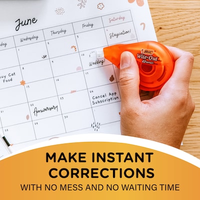 BIC Wite-Out EZ Correct Correction Tape, White, 2/Pack (WOTAPP21-WHI)
