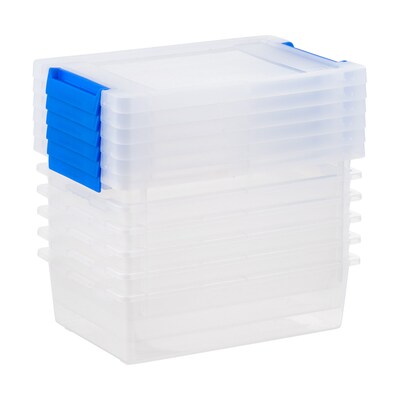 Iris 2.4 Quart Plastic Storage Bins with Latching Lids, Plastic, Clear, 6/Pack (500361)