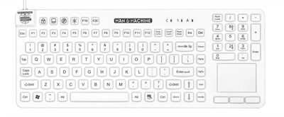 Man & Machine Really Cool Touch Wired Ergonomic Waterproof Keyboard, White (RCTLP/B5)