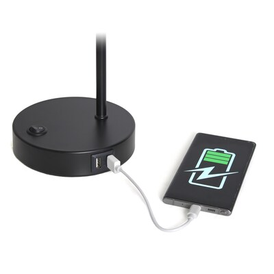 Simple Designs Sleek Essentials LED Desk Lamp, 16", with USB Ports, Black (LD1071-BLK)