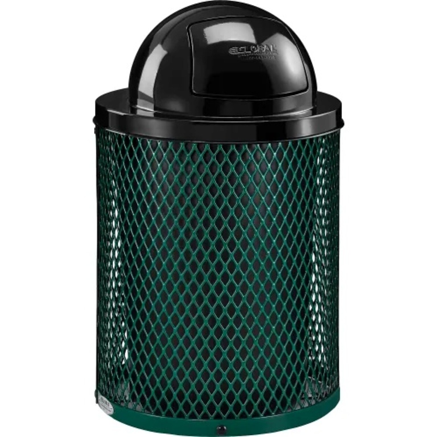 Global Industrial Outdoor Steel Diamond Trash Can w/ Dome Lid, 36 Gallon, Green (261948GN)
