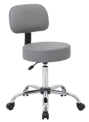 Boss Caressoft Armless Medical Stool w/Back Cushion, Gray (B245-GY)