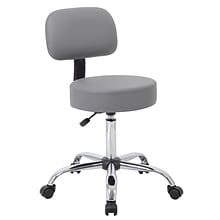 Boss Caressoft Armless Medical Stool w/Back Cushion, Gray (B245-GY)