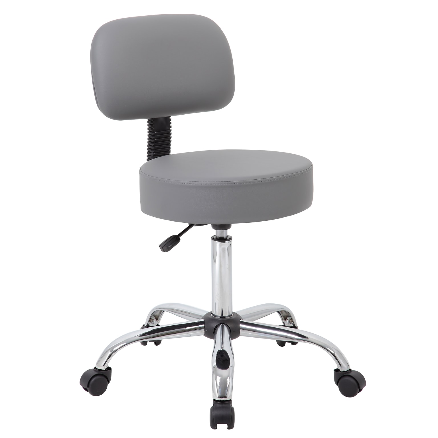 Boss Caressoft Armless Medical Stool w/Back Cushion, Gray (B245-GY)