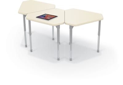 MooreCo Hierarchy Monroe Desk, 30"W x 27"D, Neutral Weft/Platinum Base (703673563000)