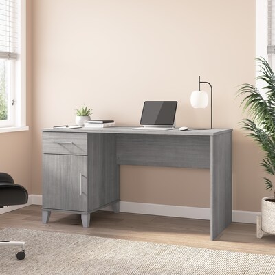 Bush Furniture Somerset 54"W Office Desk with Drawer and Storage Cabinet, Platinum Gray (WC81254)