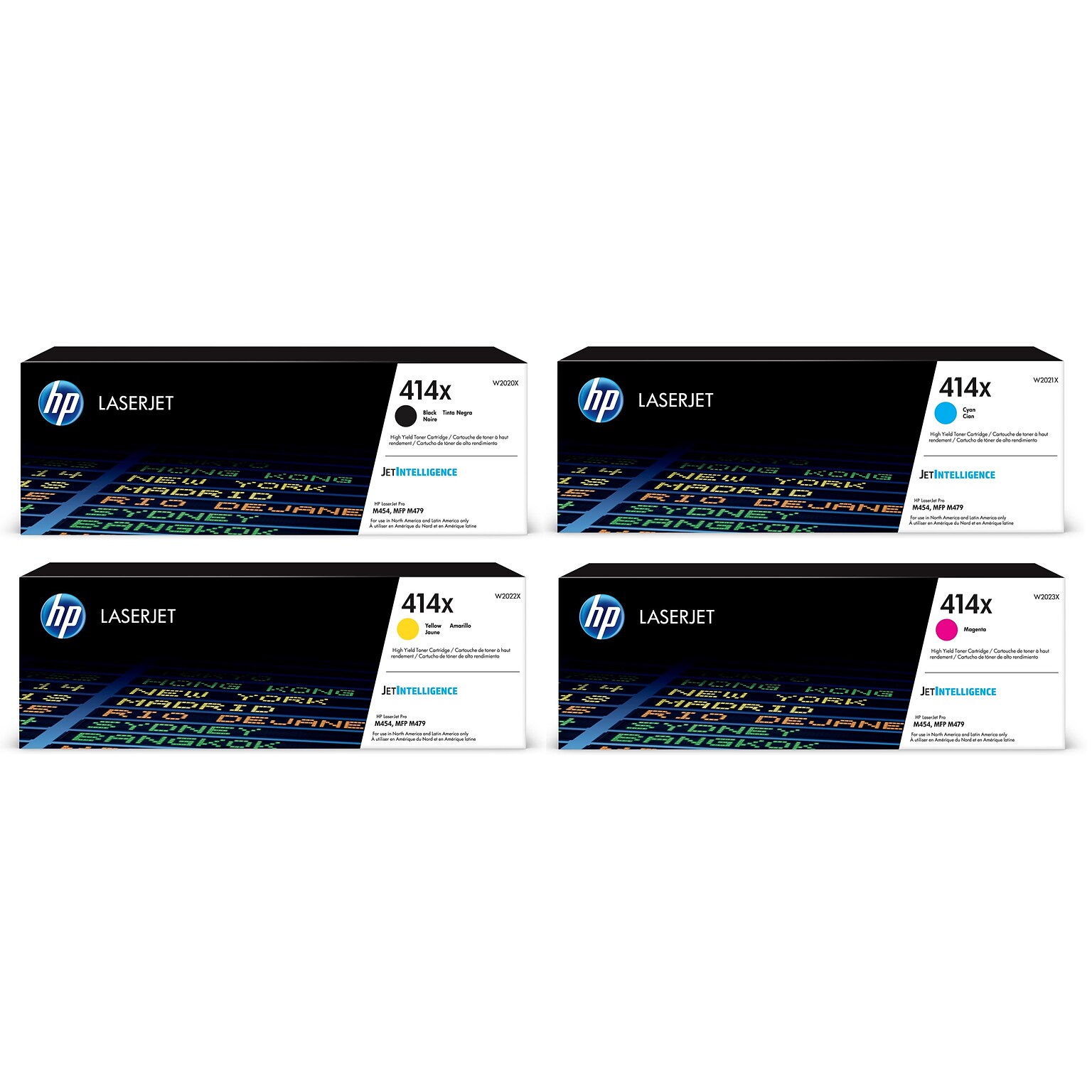 HP 414X Black/Cyan/Magenta/Yellow High Yield Toner Cartridge Set, 4/Pack
