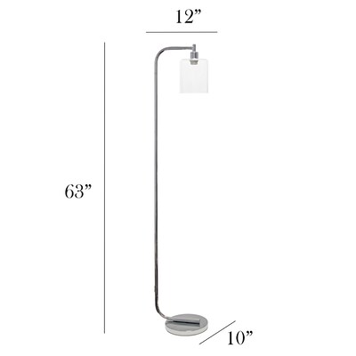 Simple Designs Antique Style Industrial Iron Lantern Floor Lamp with Glass Shade, Chrome (LF1036-CHR