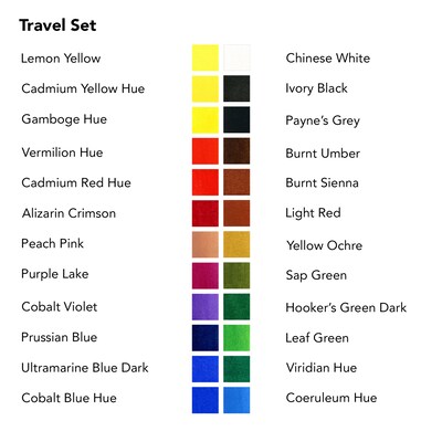 Daler-Rowney Aquafine Watercolor Paint Half Pan Travel Set, Assorted Colors, 24 Pieces (DRW131900102