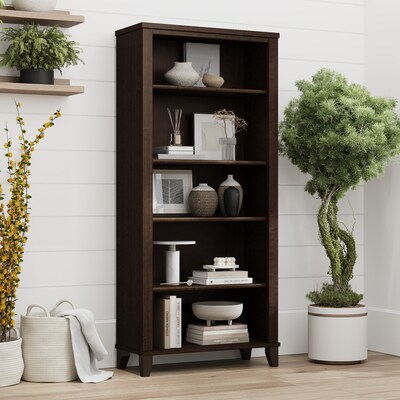 Bush Furniture Somerset 65" 5-Shelf Bookcase with Adjustable Shelves, Mocha Cherry Laminate (WC81865)