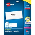 Avery Easy Peel Laser Address Labels, 1-1/3 x 4, White, 14 Labels/Sheet, 25 Sheets/Pack (5262)