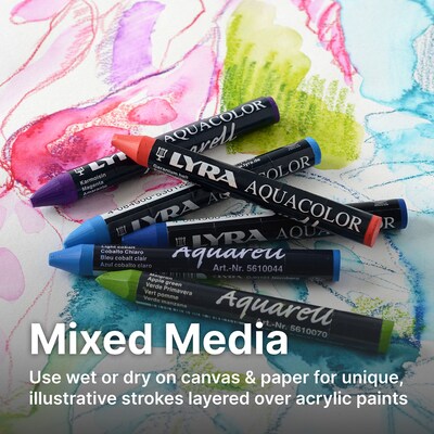 Lyra Aquacolor Water Soluble Crayon Pastels Set Tin, Assorted Colors, 24/Pack (LYXL5611240)