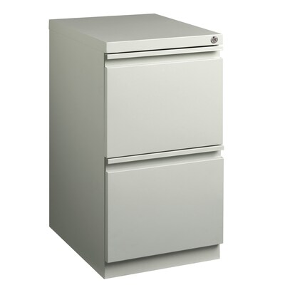 Hirsh 20" Mobile Pedestal File Cabinet, 2 Drawer File-File, Letter Width, Light Gray (18579)
