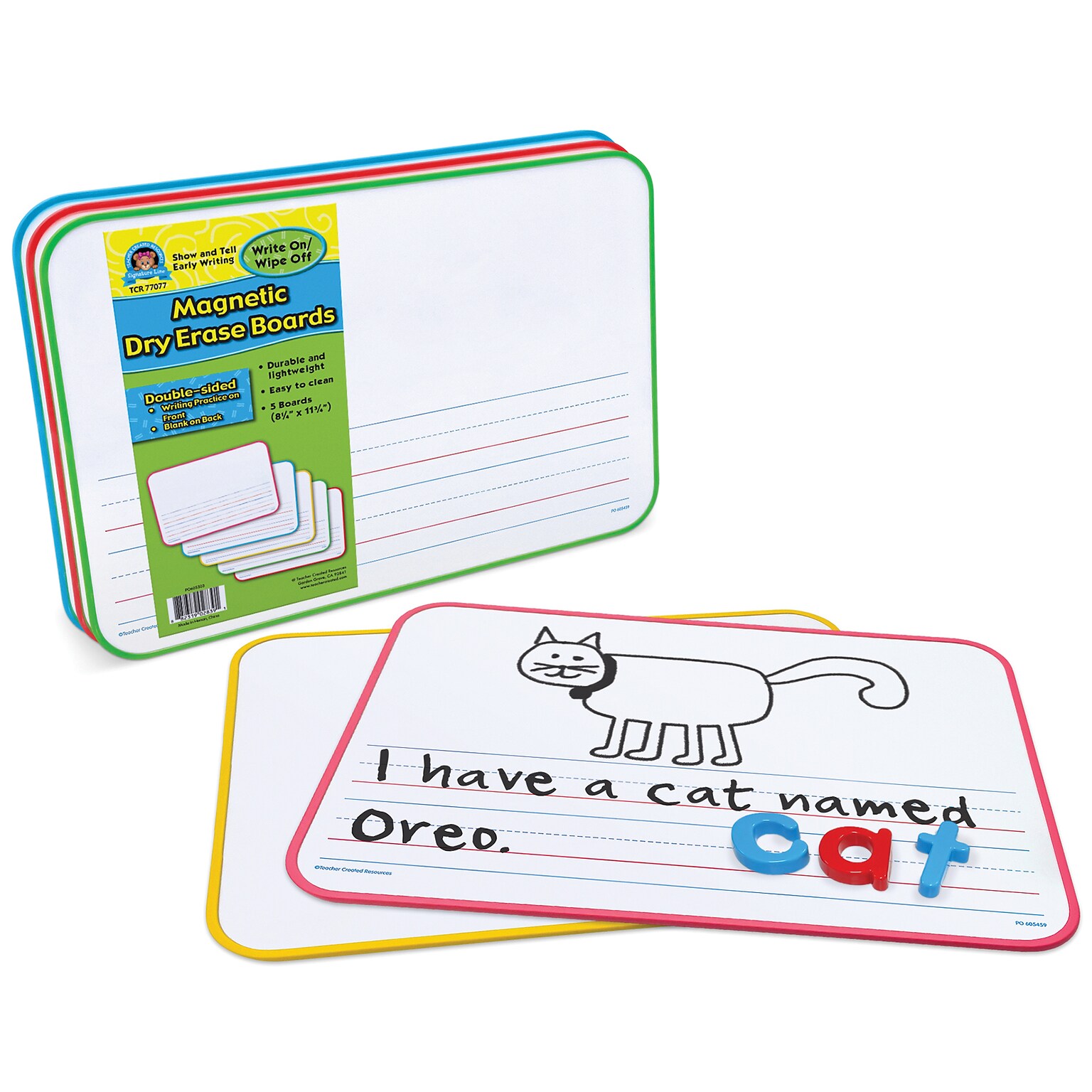Teacher Created Resources Double-Sided Magnetic Show and Tell Early Writing Dry Erase Boards, 5/Pack (TCR77077)