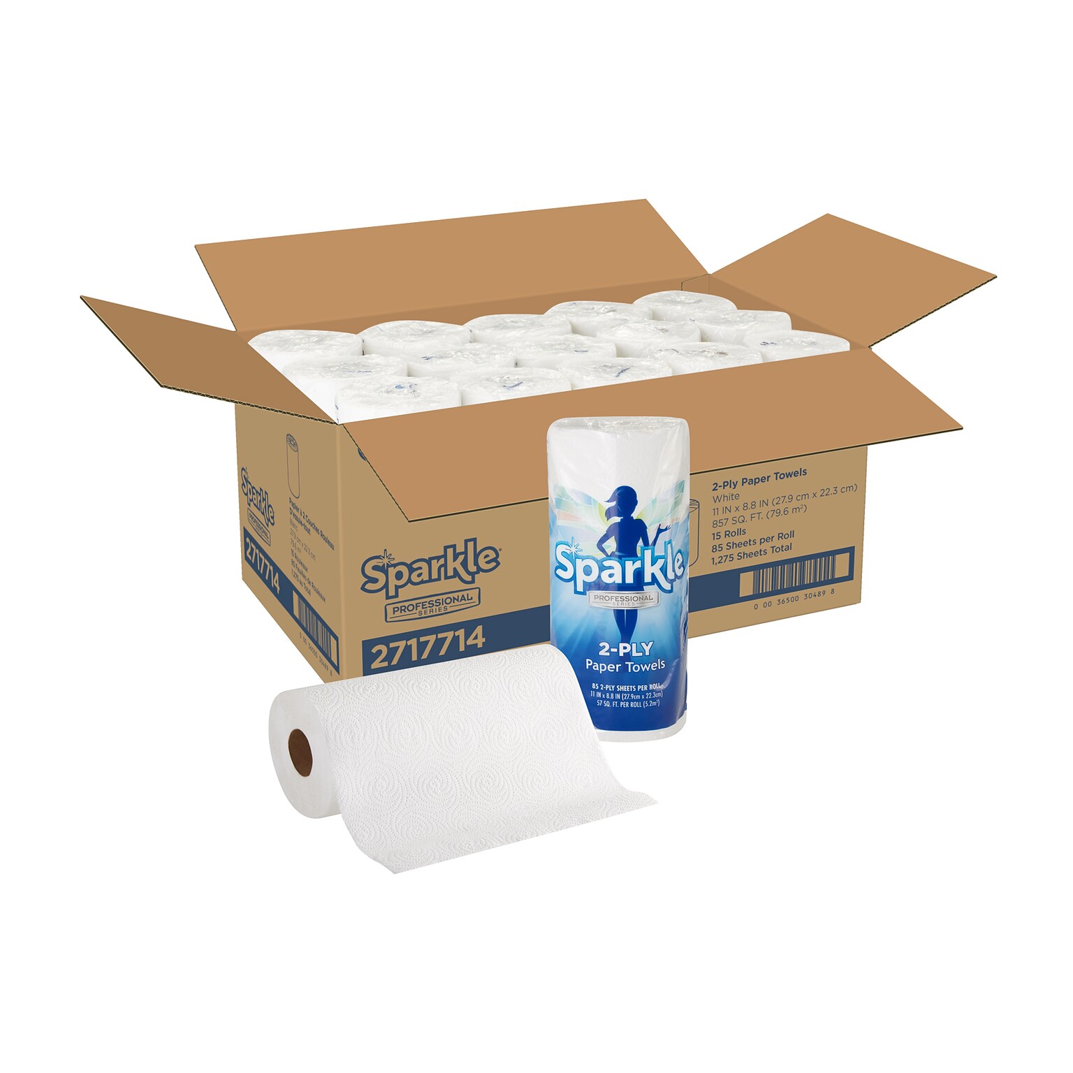 Sparkle Professional Paper Towels, 2-ply, 85 Sheets/Roll, 15 Rolls/Pack (2717714)