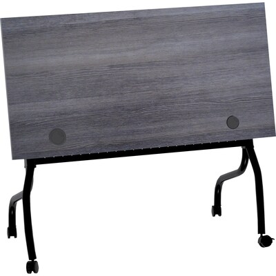 Lorell 48"W x 23.6"D Foldable Flip Top Training Table, Melamine, With Wheels, Charcoal (LLR59489)