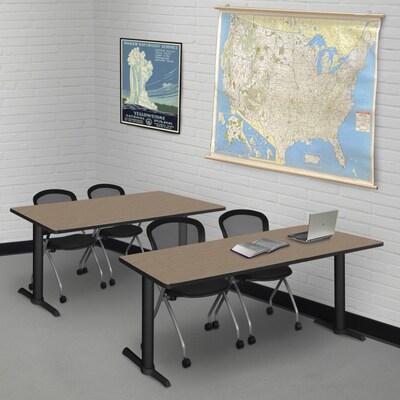 Regency Cain Steel T-Base Training Seminar Table, 72 x 24, Noble Oak/Black Base (MTRCT7224NO)
