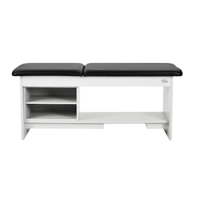 Viva Comfort Alto Electric Height Adjustable Exam Table with Shelves, Step Stool, 400lb Capacity, Black (996-14-BLK-SS-OS-MK)