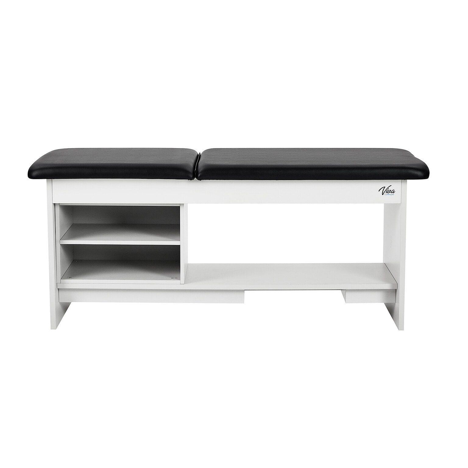 Viva Comfort Alto Electric Height Adjustable Exam Table with Shelves, Step Stool, 400lb Capacity, Black (996-14-BLK-SS-OS-MK)