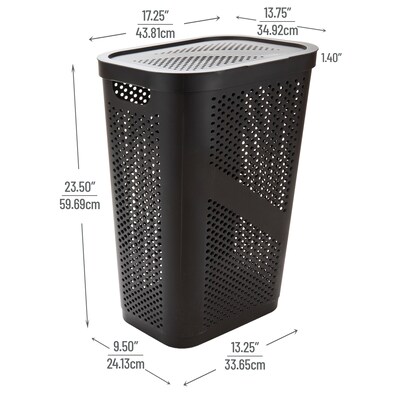 Mind Reader Perforated Plastic Hamper with Lid, Brown (HBIN60-Brn)